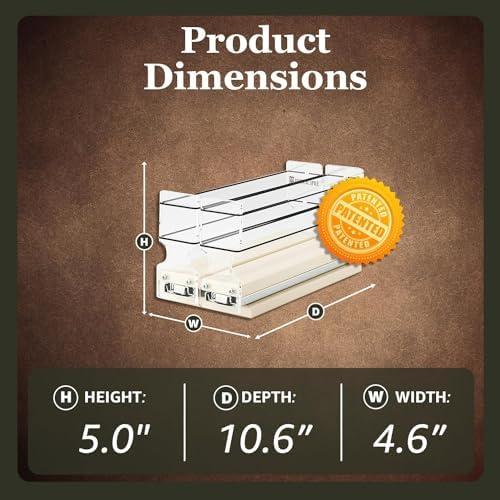 Vertical Spice - Narrow Pullout Spice Rack - Sliding Drawer for Kitchen Organization - Pantry Organizers and Storage - 2 Drawers - 10 Spice Jar Capacity (4.6" W x 5.0" H x 10.6" D, Cream) - Image 2