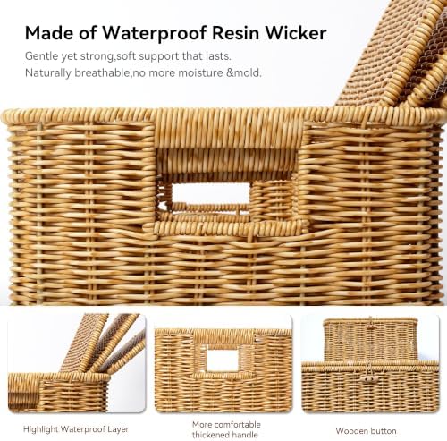 Nonam Wicker Storage Basket With lid,Stackable Plastic Bin (Natural,S+M+L) - Image 3