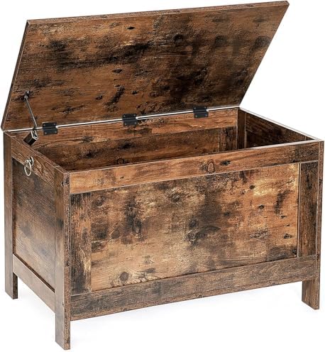 HOOBRO Toy Box, Retro Wooden Look Storage Chest with Safety Hinge, Entryway Storage Bench Supports 330 lb, 29.9 x 15.7 x 18.9 Inches Toy Chest Organizer, Easy Assembly (Rustic Brown) BF75CW01G2 by HOOBRO