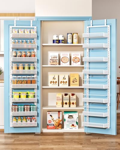 SNTD 8 Tiers Narrow Over the Door Organizer, 12.3"W x 4.7"D x 69"H, White by SNTD