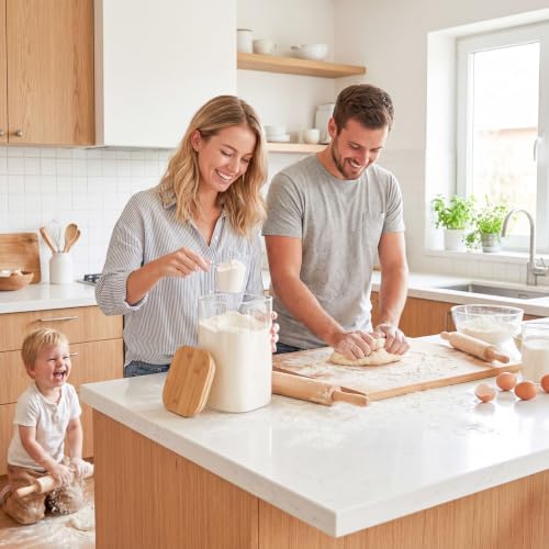 3.4Qt Large Glass Flour Cereal Storage Container with Bamboo Lid - Image 6