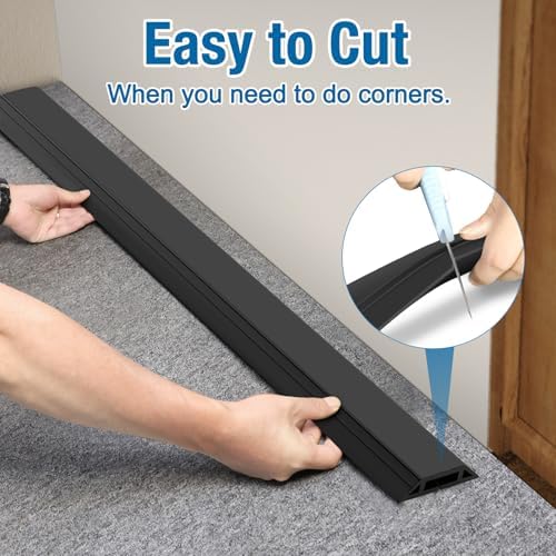 Eapele 10 ft Floor Cord Cover Heavy Duty Cable Protector, Easy to Unroll, Prevent Trip Hazard for Home Office or Outdoor Settings (Black - 2pcs) - Image 3