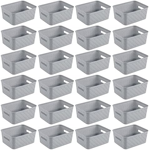 Sterilite Small Stacking Baskets w/ Handles for Bathroom & Pantry, 24-Pack by Sterilite