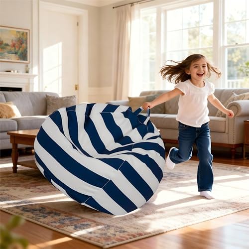 Stuffed Animal Storage Bean Bag Chair Cover Only for Kids Girls Toddler, Large Beanbag Chair Without Filling for Organizing Children Soft Plush Toys - Image 2