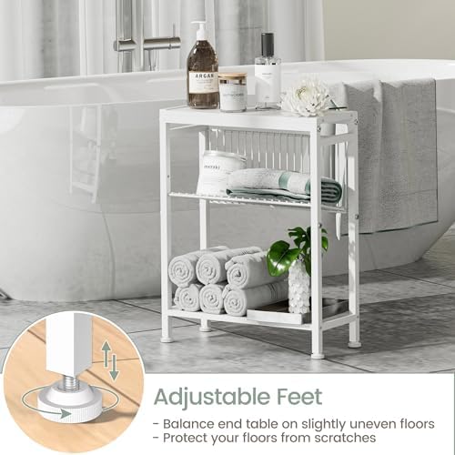 End Table Set of 2 for Small Space, 3-Tier Narrow Side Table with Magazine Holder,Small Nightstand, Skinny Snack Couch Table in Living Room, Bedroom Study and Balcony (White) - Image 5