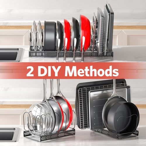 ORDORA Pots and Pans Lid Organizer under Cabinet, 12 Dividers, Black - Image 5