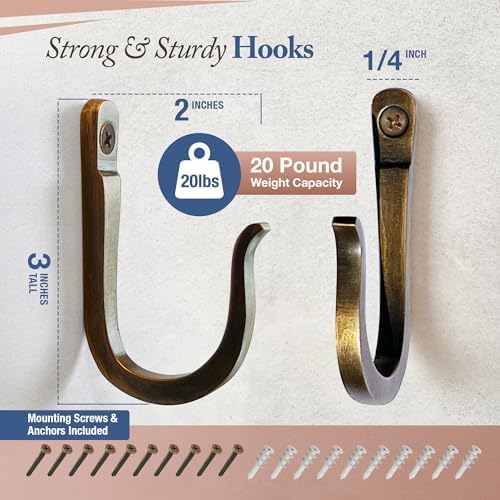 Antique Bronze Railroad Spike Cast Iron Hooks (10 Pack) Handmade Blacksmith, Wall Mounted Decorative Hooks, PowderCoated for Interior or Exterior Use, Rust Proof for Hanging Coats, Bags or Pots - Image 2