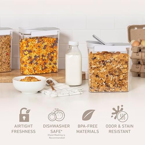 Bentgo Pantry - 6-Piece Airtight Cereal Containers, Easy Push & Pour Lid, Stackable & Clear BPA-Free Storage, Locking Lids for Freshness – Ideal for Kitchen & Pantry Organization (Snow) - Image 3