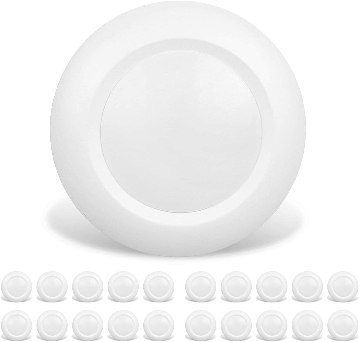 20 Packs 4 Inch LED Low Profile Recessed & Surface Mount Disk Light, Round, 10W, >600 Lumens, 3000K Warm White, CRI80, DOB Design, Dimmable, ETL Listed, White
