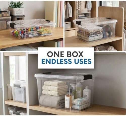 Superio 13.7 Quart Clear Plastic Storage Bin with Lid, Stackable Organizer Box, BPA-Free Storage Container for Home, Garage, School & Office, 1 Pack - Image 6