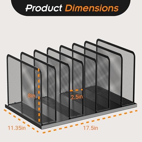 Kuntine.B 7-Section Upright Desk File Organizer Black 2 Pack - Image 2