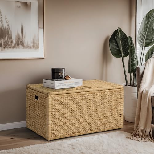 eHemco Water Hyacinth Blanket Storage Trunk, Natural, 36 x 20 x 18.5 - Image 2