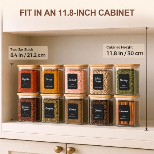 ComSaf Glass Spice Jars 8oz Set of 6, Seasoning Containers with 9 Labels - Image 2