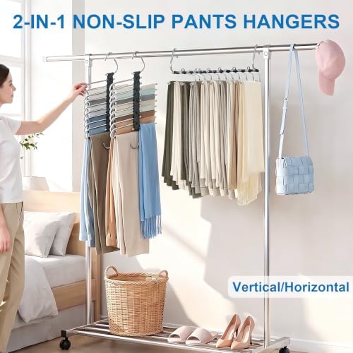 9 Layers Pants Hangers Space Saving Non-Slip Closet Organizer 4 Pack - Image 4