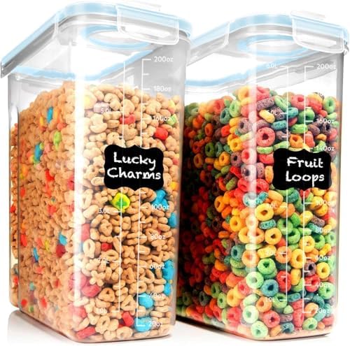 Shazo 2 Pack (6.3L / 213OZ) EXTRA Large Airtight Food Storage Cereal Containers for Bulk Food Storage BPA-Free Plastic Container, Pantry Organization and Canister for Rice, Pasta, Sugar & Flour by Shazo
