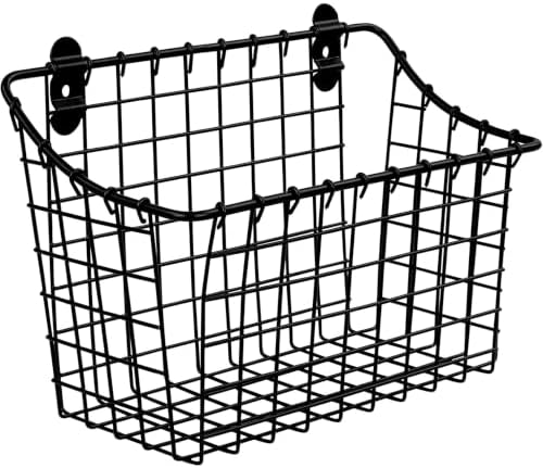 Spectrum Large Wall Mounted Wire Basket Matte Black Kitchen Wall Mount Organizer Storage Basket, Wire Basket for Bathroom Pantry Organization, Wall Mount Hanging Wire Caddy for Modern Kitchen by Unknown