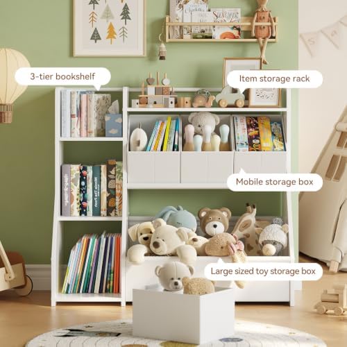 FOUCSSOMEI Kids Toy Storage Organizer with Bookshelf for Playroom & Nursery - Image 3