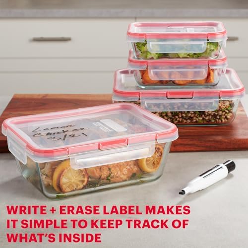 Pyrex Freshlock (4-Pack) Mixed Sized Glass Food Storage Containers Set - Image 5