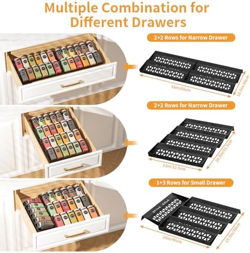 RCHYFEED 4 Pack Spice Drawer Organizer (Need 3.5" Deep Drawer) - Image 5