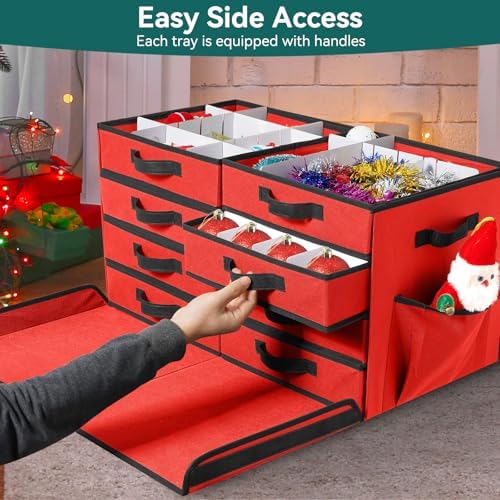 Christmas Ornament Storage Box ,8 Trays,128-3" Holiday Ornament Container - Image 4