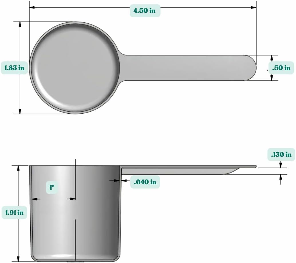 70 mL (2.37 Oz. | 4.73 Tablespoon) Long Handle Scoop for Measuring Coffee, Pet Food, Grains, Protein, Spices and Other Dry Goods (Pack of 10)