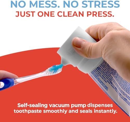 Chrome Cherry SqueezMe EasyPump Toothpaste Dispenser Cap, No-Mess Dispensing for Kids and Adults, Easy Installation, Fits Most Standard Tubes Up to 230g, White, 1-Pack - Image 3