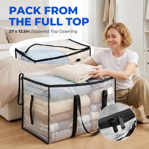 12 Pack Clear Moving Bags, Heavy Duty, Extra Large with Handles - Image 3