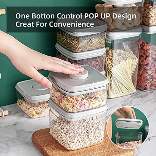 Ankou Airtight Food Storage Container - 0.32 QT （380ml Small Pop Up Food Containers With Lids, Bpa Free Stackable Container for Sugar Tea Candy- 8 Labels - Clear - Image 3