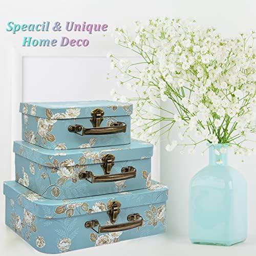 Decorative Box Set - 3 Storage Boxes with Lids, Keepsake & Trinket Boxes, Mini Luggage Gift Box, Vintage Suitcases Home Decoration - Image 2