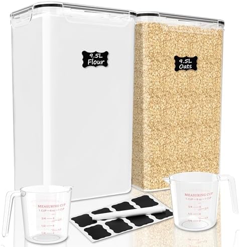 FOOYOO 2 PC Flour Sugar Storage Containers (9.5L | 321 Oz) Extra Large Food Storage Containers with Lids - Airtight Leakproof BPA FREE Flour Container for Rice, Cereal, Sugar by FOOYOO