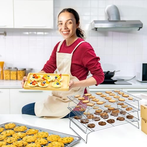 Hunnycook Cooling Racks - 10 * 16 Inch 3PCS Stackable Tall Baking Racks, Stainless Steel Wire Rack for Baking Sheet, Cooling Racks for Cooking and Baking, Oven and Dishwasher Safe - Image 7
