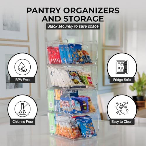 ClearSpace Stackable Storage Bins, Front Pantry Organizer, Medium, 4 Pack - Image 4