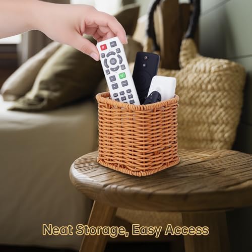 NiHome Remote Caddy, Bedside Remote Control Holder, Synthetic Rattan Organizer for TV Remotes, Makeup Brushes & Office Supplies, Stylish Remote Holder for Table, Living Room, Bedroom & Office - Image 6