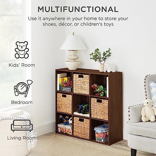 Best Choice Products 9-Cube Storage Organizer, 11in Shelf Opening, Bookcase, Display Shelf, Customizable w/ 3 Removable Back Panels - Walnut - Image 5