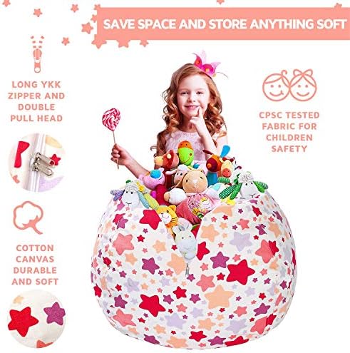 WEKAPO Stuffed Animal Storage Bean Bag Chair Cover for Kids - Image 5