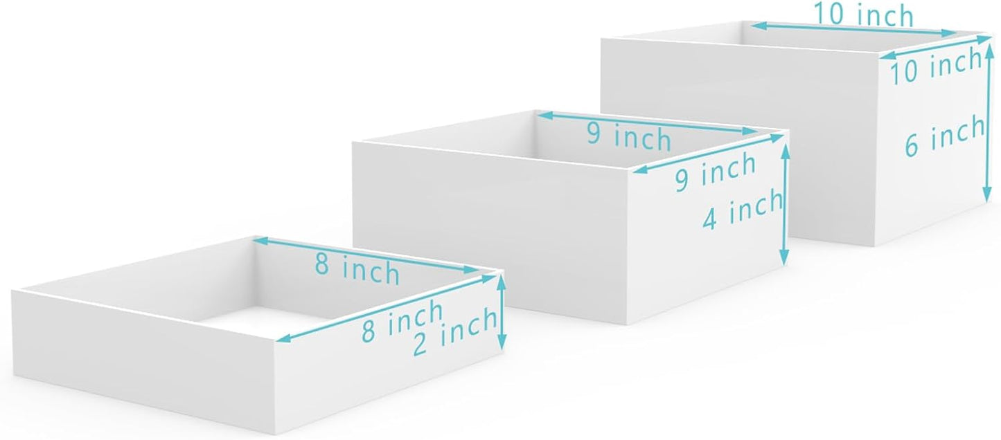 PecMuikee Buffet Risers, Food Risers for Buffet Table, Display Stand Shelf for Catering Dessert Collectibles Jewelry Figures Show, Acrylic Cube Display Nesting Risers with Hollow Bottoms 6PCS 8"9"10"