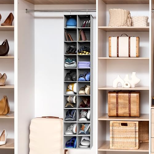 Simple Houseware 20 Section Shelves Hanging Shoes Organizer, Gray - Image 2