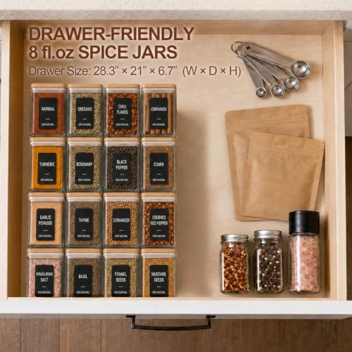 ComSaf Glass Spice Jars 8oz Set of 6, Seasoning Containers with 9 Labels - Image 3