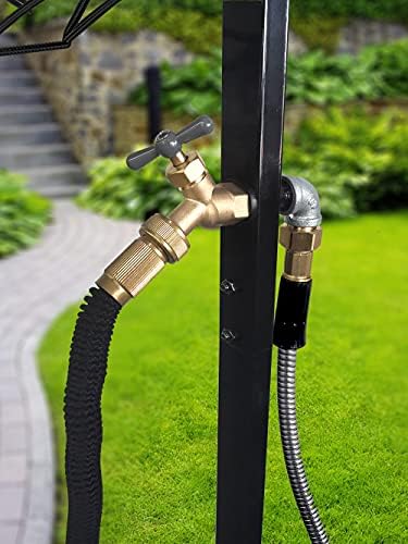Artigarden Freestanding Outdoor Garden Hose Holder Stand with Brass Faucet, Heavy Duty Metal Water Hose Reel Storage Stake Rack for Backyard, Black (Hose not Included) - Image 4