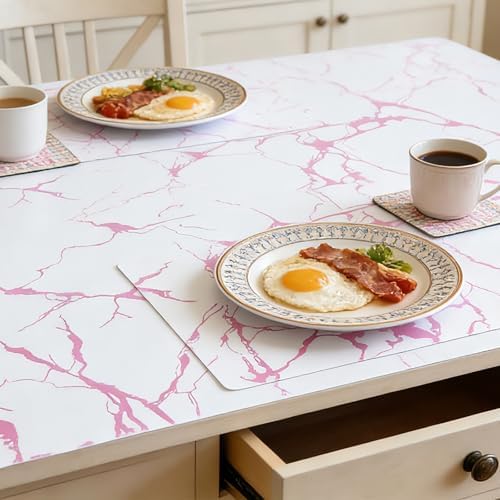 Pink Marble Pattern Shelf Liner, Non-Adhesive Non-Slip Thickened - Image 2