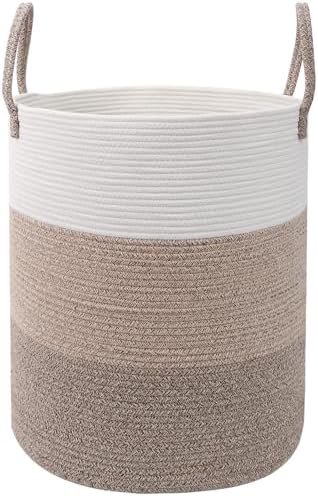 70L Woven Laundry Basket,Large Clothes Hamper with Handles- Brown by HZFTJOY