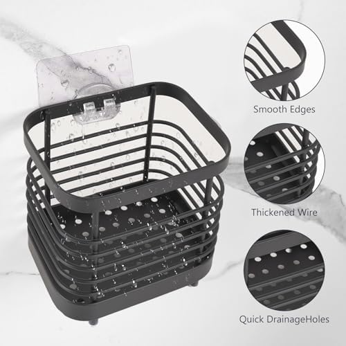 Wall Mount Toothbrush Holder for Bathroom, Stainless Steel Rustproof Toothbrush and Toothpaste Holder Organizer, Electric Toothbrush Holder Self Adhesive Wallmount/Countertop Organizer(Black Small) - Image 3