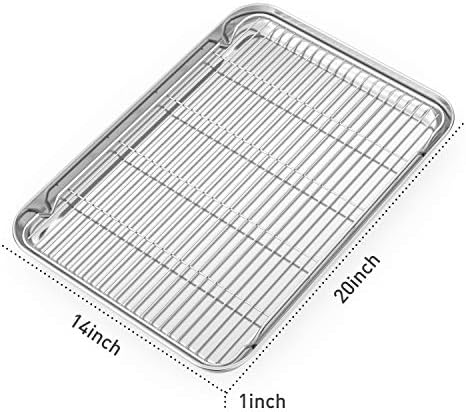 Baking Sheet with Cooling Rack and Silicone Baking Mat, 20 Inch Stainless Steel Bakeware, Healthy & Nontoxic & Rustproof & Easy Clean & Dishwasher Safe - Image 2