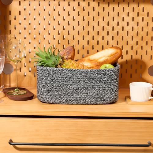 MiniArk Small Storage Baskets for Organizing | Closet Organizer Bins | Shelf Toy Basket | Woven Rope Baskets | Cube Decorative Box | Shallow Basket | 13x8.5x5.1” | 4 Packs Dark Gray - Image 5