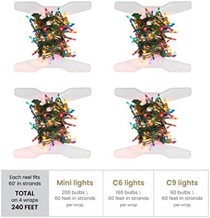 ZOBER Christmas Light Storage Reels - Christmas Light Organizer With 4 Plastic Wheels - Fits 200 Mini Lights Per Spool, Lights Storage - Strong & Durable Material - Stitched Reinforced Handles - Black - Image 5