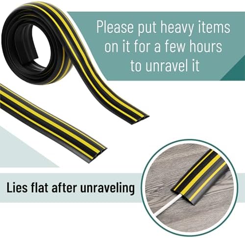 Bates Floor Cord Protector, 6ft Extension Cord Cover, Black & Yellow - Image 3