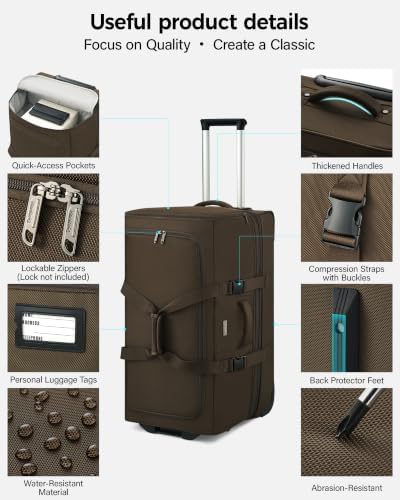 Hanke 28 Inch Expandable Rolling Duffle Bag Large Capacity Checked Luggage - Image 7