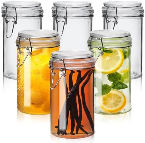 ComSaf Small 16 oz Glass Jars with Airtight Lids 6 Pack Pickling Pantry by ComSaf