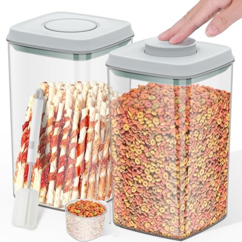LEAWALK 5 Lbs Airtight Dog Cat Pet Food Storage Container PopTop Grey 2ps by LEAWALK