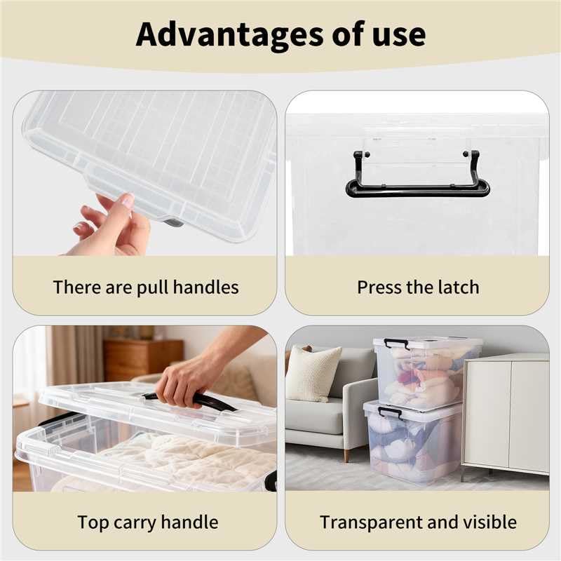 4 Pack 90 QT Plastic Storage Bins with Lids - Image 4